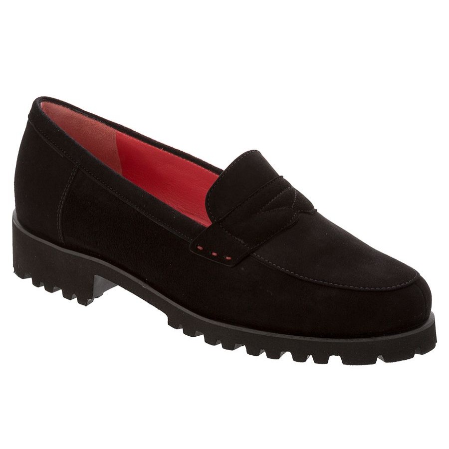 Women Pas De Rouge Trendy Shoes | Marta N399-Black-Suede