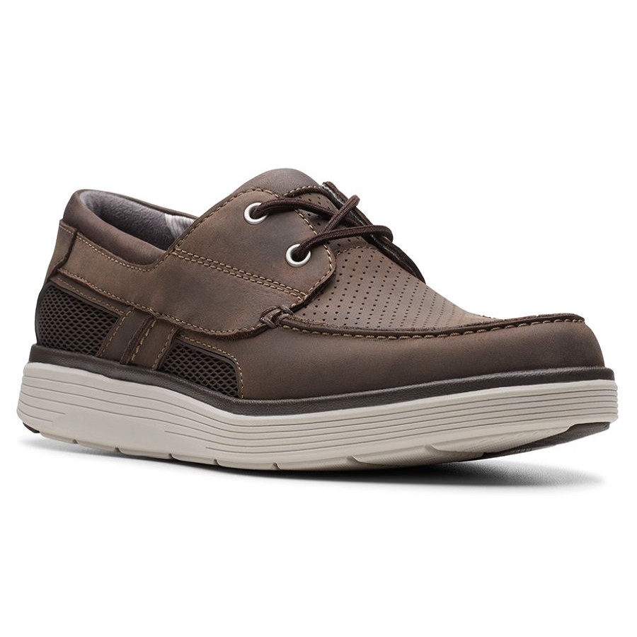 Men Clarks Boat Shoes | Unadobe Step-Brown-Leather