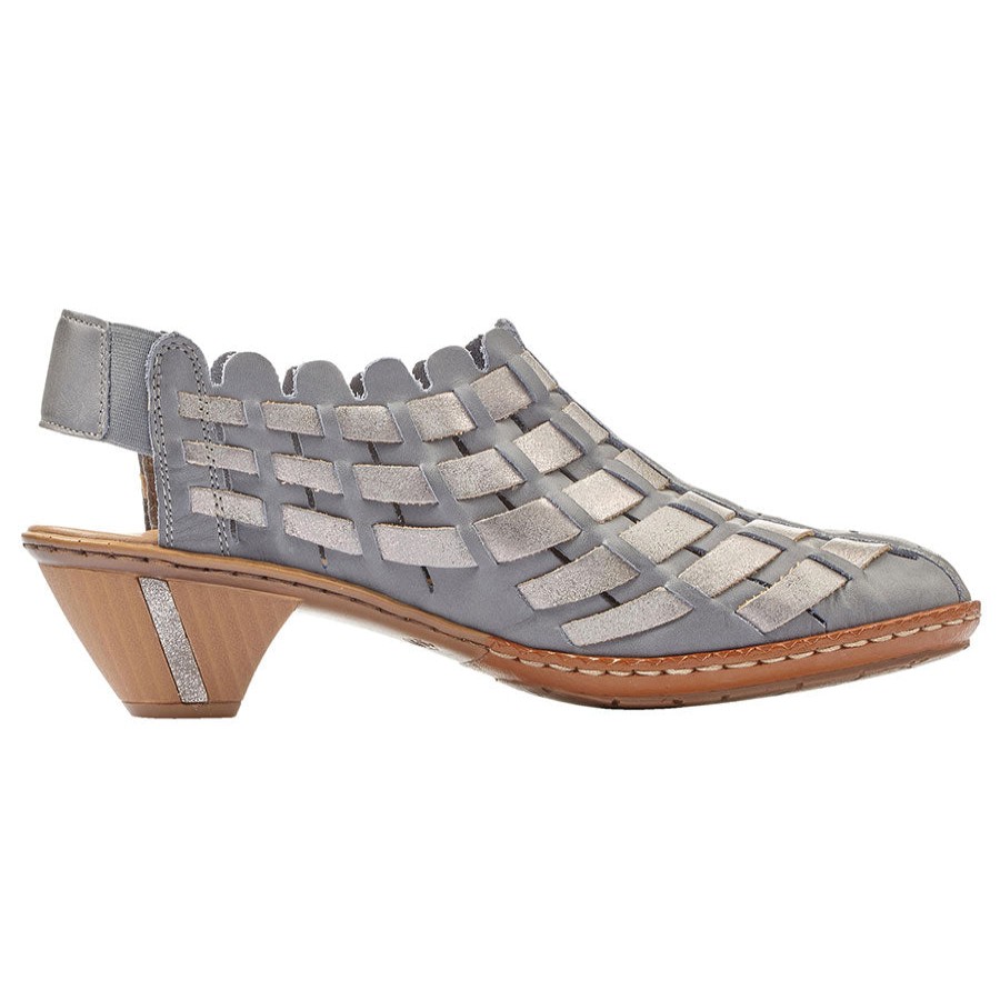 Women Rieker Sandals | 46778-Slate-Lth