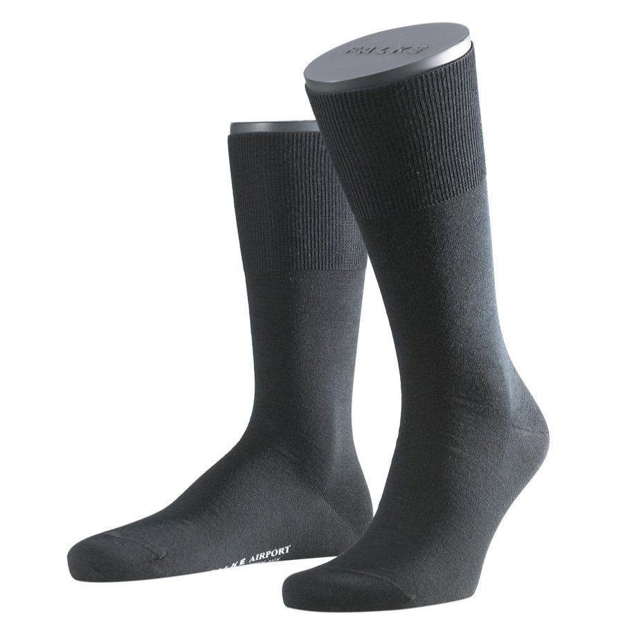 Apparel Falke Dress Socks | Airport Short Sc Wl/Cttn Blk