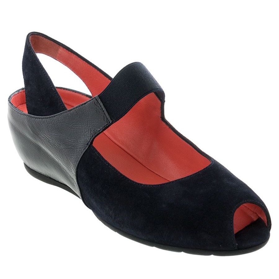 Women Pas De Rouge Dress Heel Low | Silvia -Blue-Suede