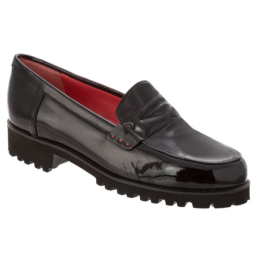 Women Pas De Rouge Trendy Shoes | Marta N399-Black-Vernice