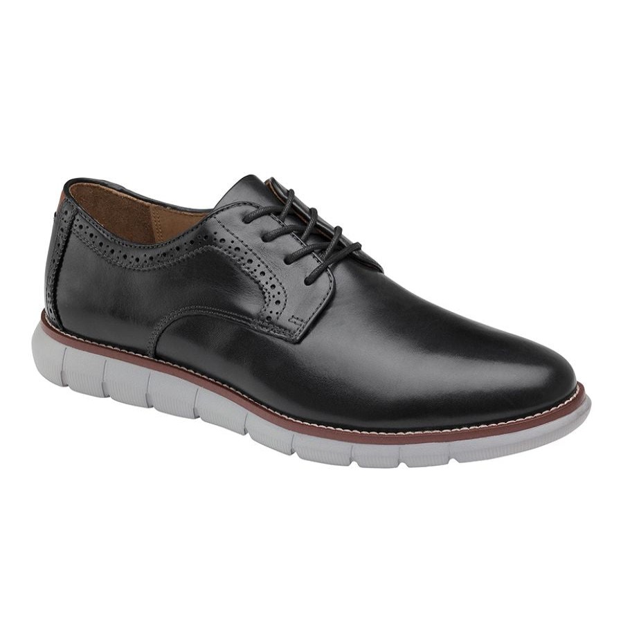 Men Jhn&mrph Casual Lace Shoes | Holden Plain Toe-Black-Lth