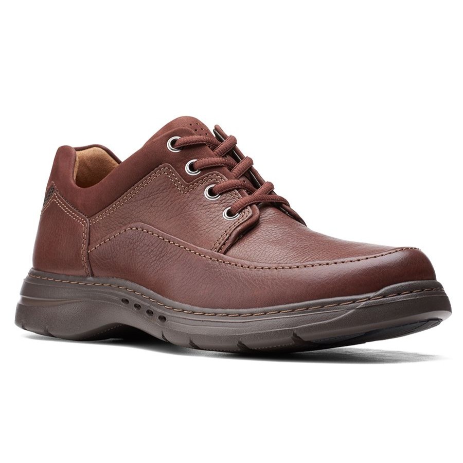 Men Clarks Casual Lace Shoes | Un Brawkeylace-Mahogany Lth