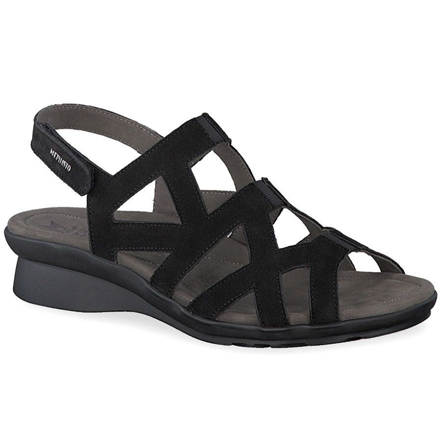 Women Mephisto Sandals | Pamela-Black-Bucksoft