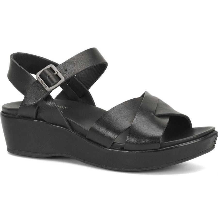 Women Kork-ease Sandals | Myra 2.0-Black-Leather