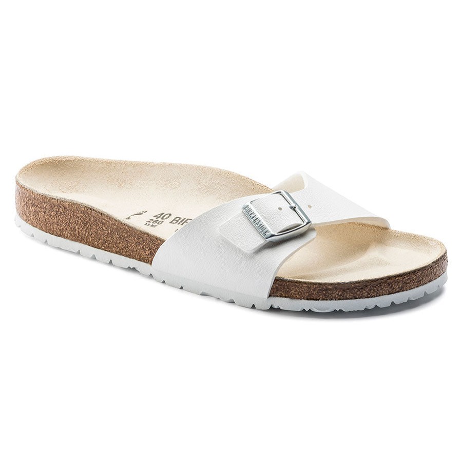 Women Birknstk Sandals | Madrid White Bflor