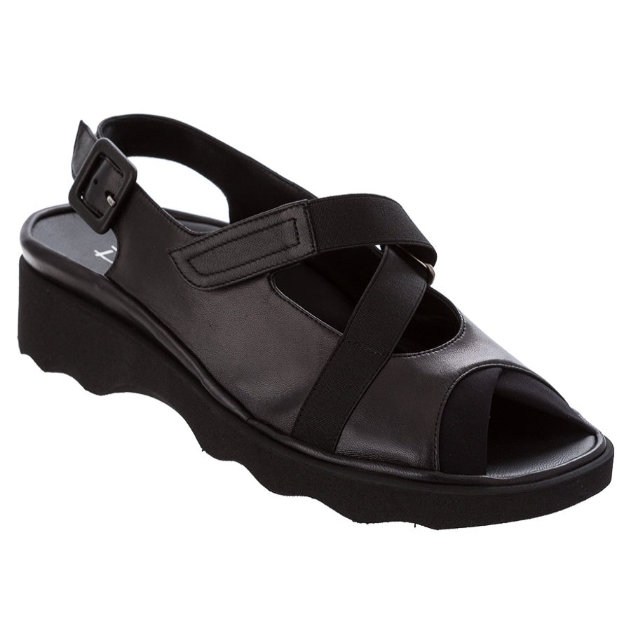 Women Thierry Rabotin Sandals | Kayla Blk Lth/Elstc