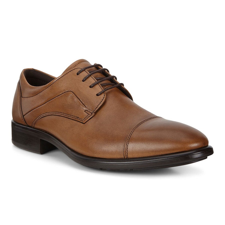 Men Ecco Casual Lace Shoes | Citytray Cap Toe Tie