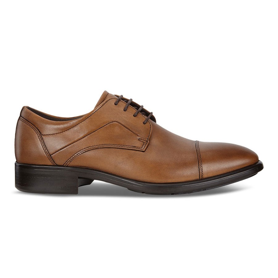 Men Ecco Casual Lace Shoes | Citytray Cap Toe Tie